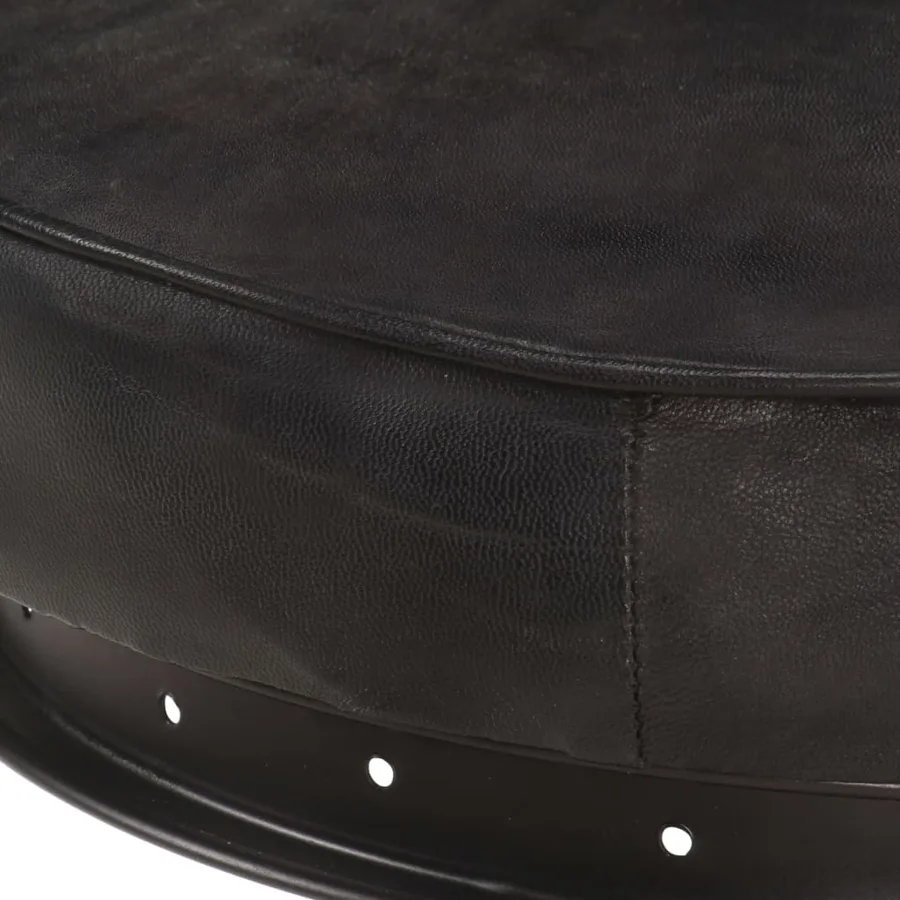 Tabourets de bar lot de 2 noir cuir véritable de chèvre - 7