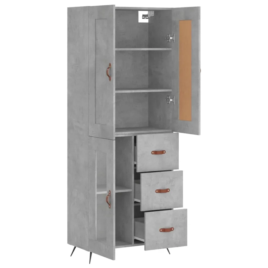 Buffet haut Gris béton 69,5x34x180 cm Bois d'ingénierie - 4