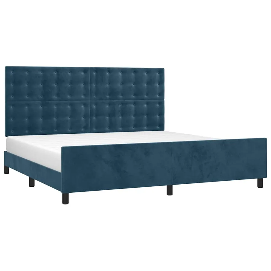 Cadre de lit sans matelas bleu foncé 200x200 cm velours - 3