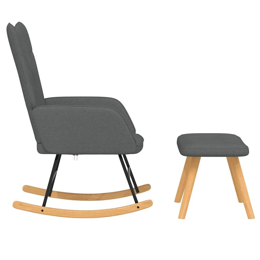 Chaise à bascule avec repose-pied Gris foncé Tissu - 4