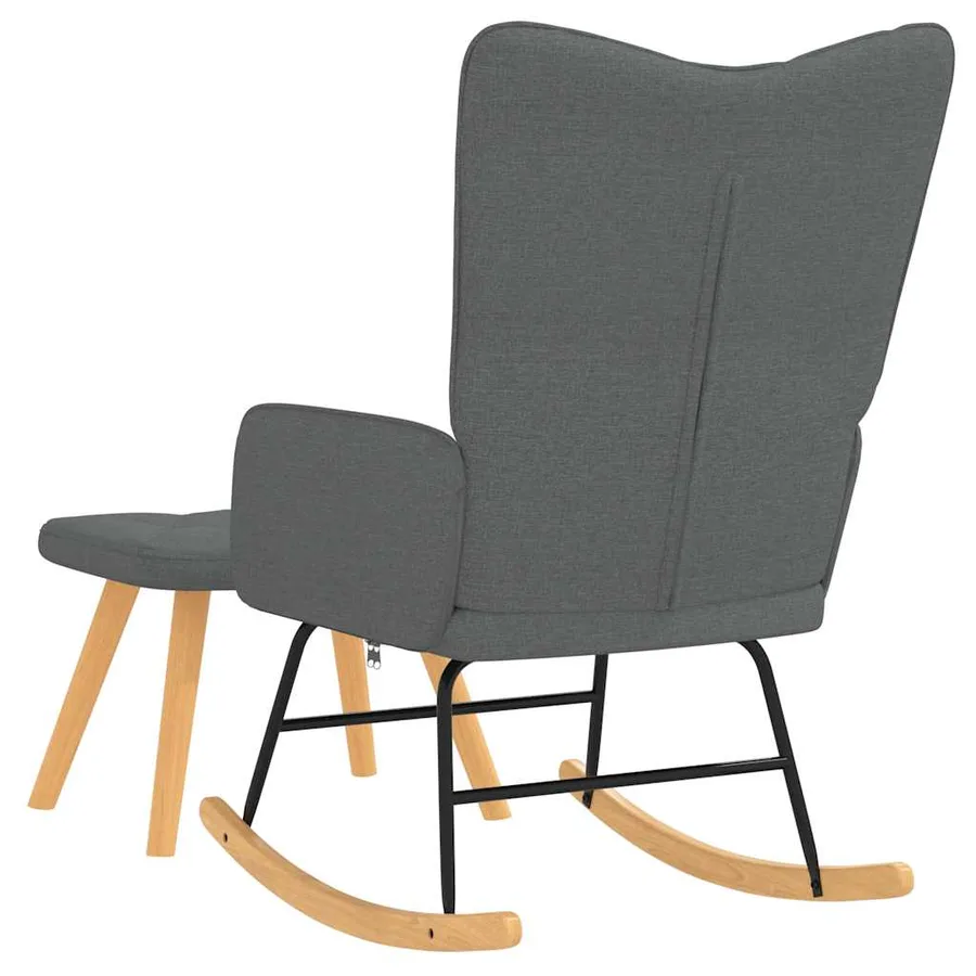 Chaise à bascule avec repose-pied Gris foncé Tissu - 5