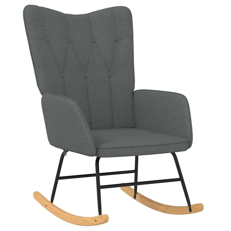 Chaise à bascule avec repose-pied Gris foncé Tissu - 6