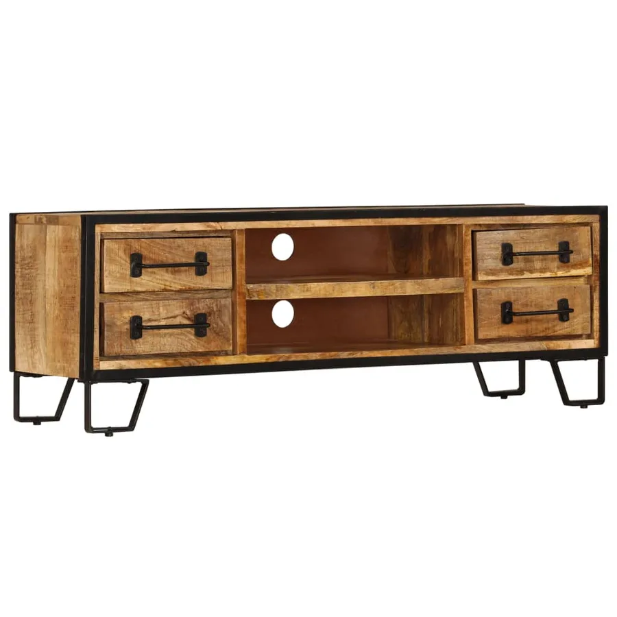 Meuble TV avec tiroirs 120x30x40 cm Bois massif de manguier - 12