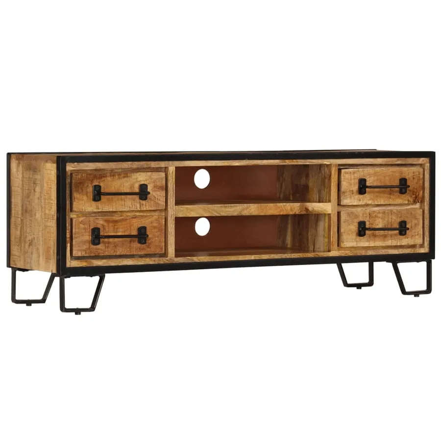 Meuble TV avec tiroirs 120x30x40 cm Bois massif de manguier - 14