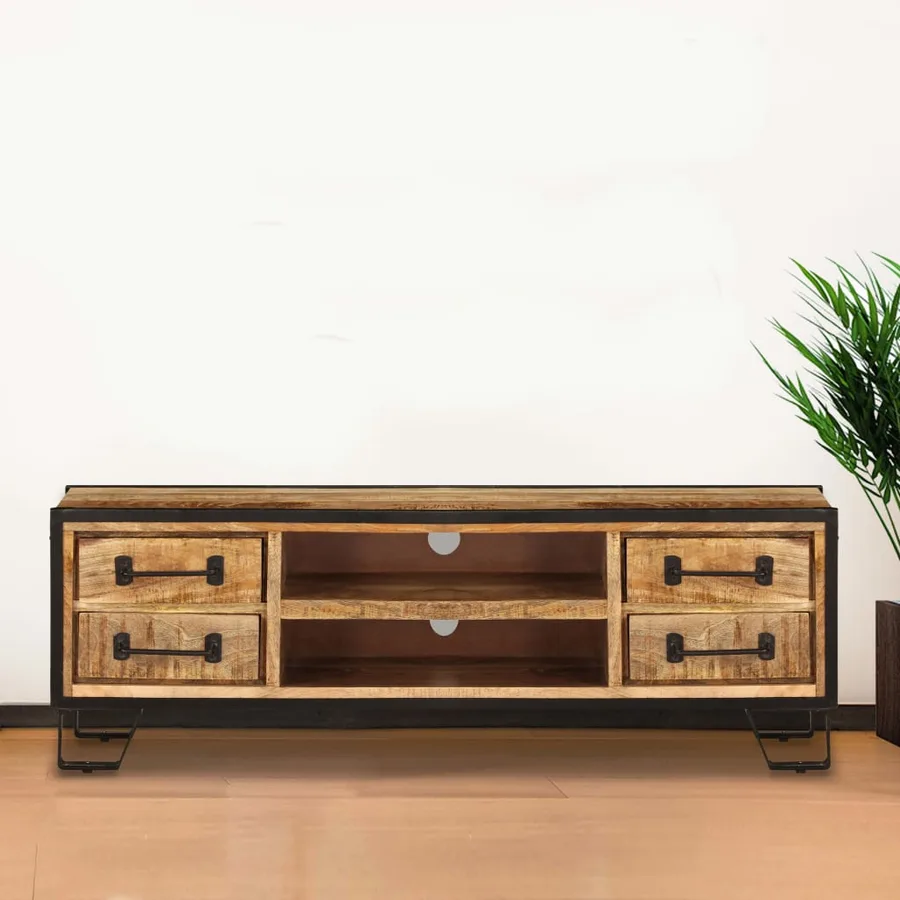 Meuble TV avec tiroirs 120x30x40 cm Bois massif de manguier - 16