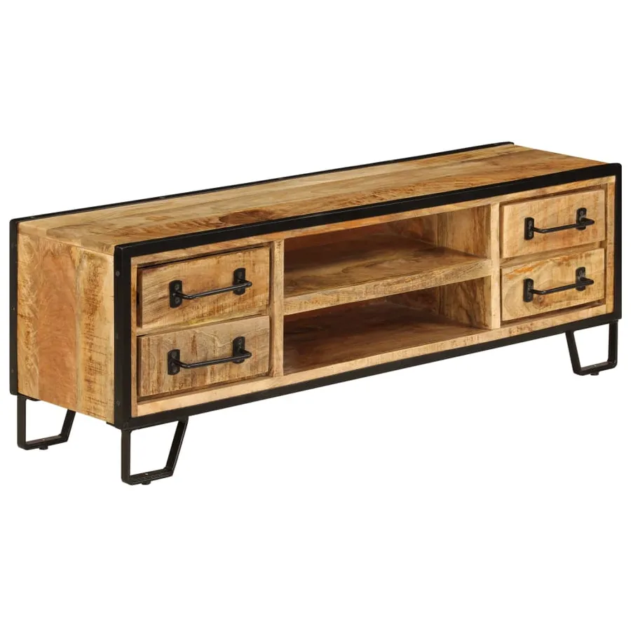 Meuble TV avec tiroirs 120x30x40 cm Bois massif de manguier - 4