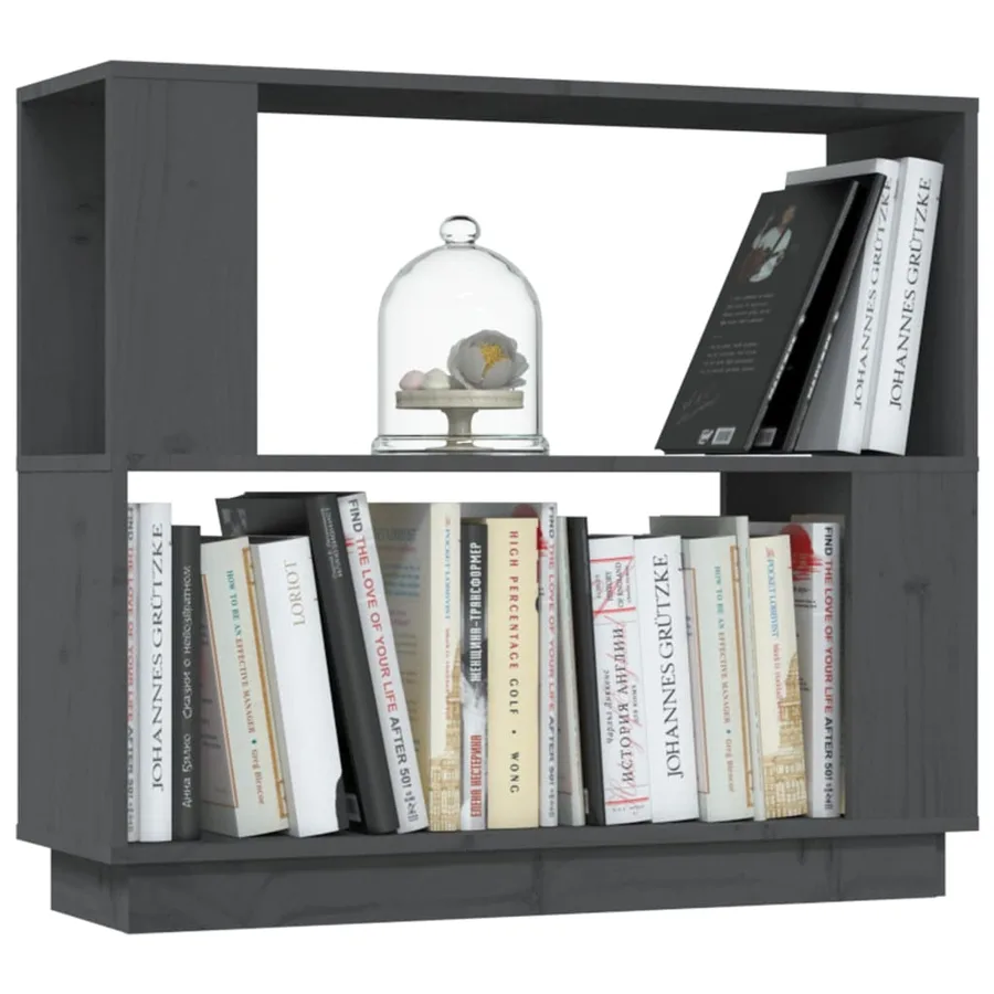 Bibliothèque/Séparateur de pièce Gris 80x25x70 cm Pin massif - 4