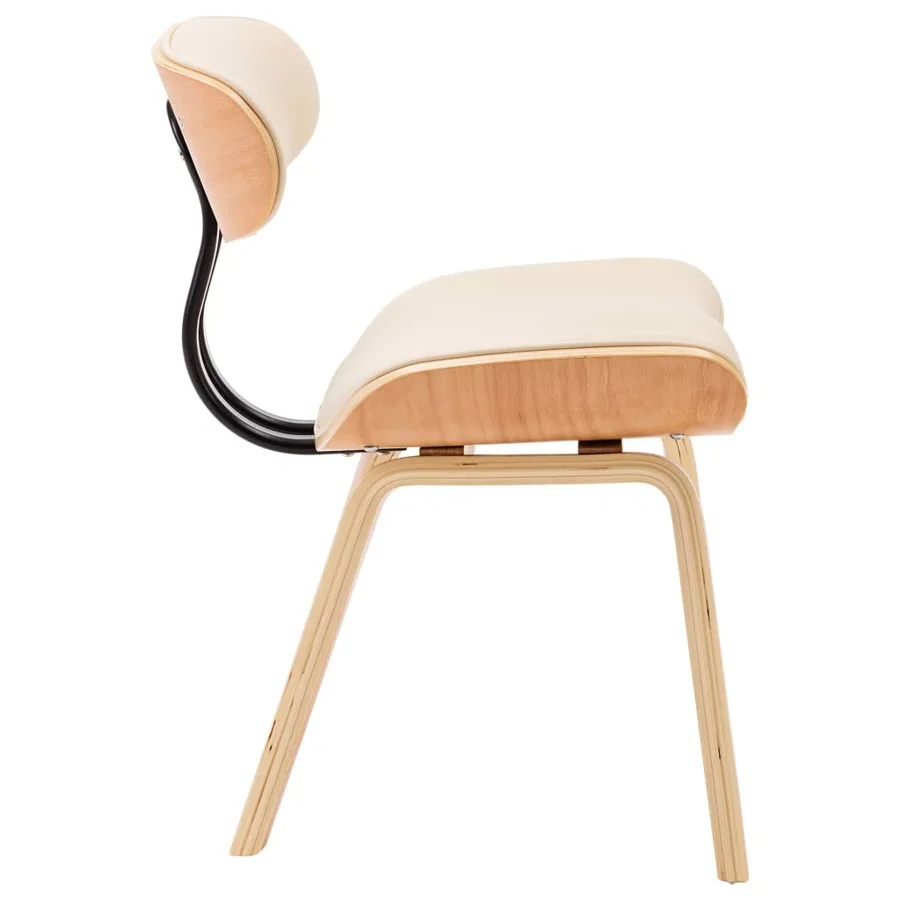 Chaises à manger lot de 6 crème bois courbé et similicuir - 5