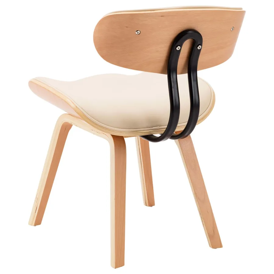 Chaises à manger lot de 6 crème bois courbé et similicuir - 6
