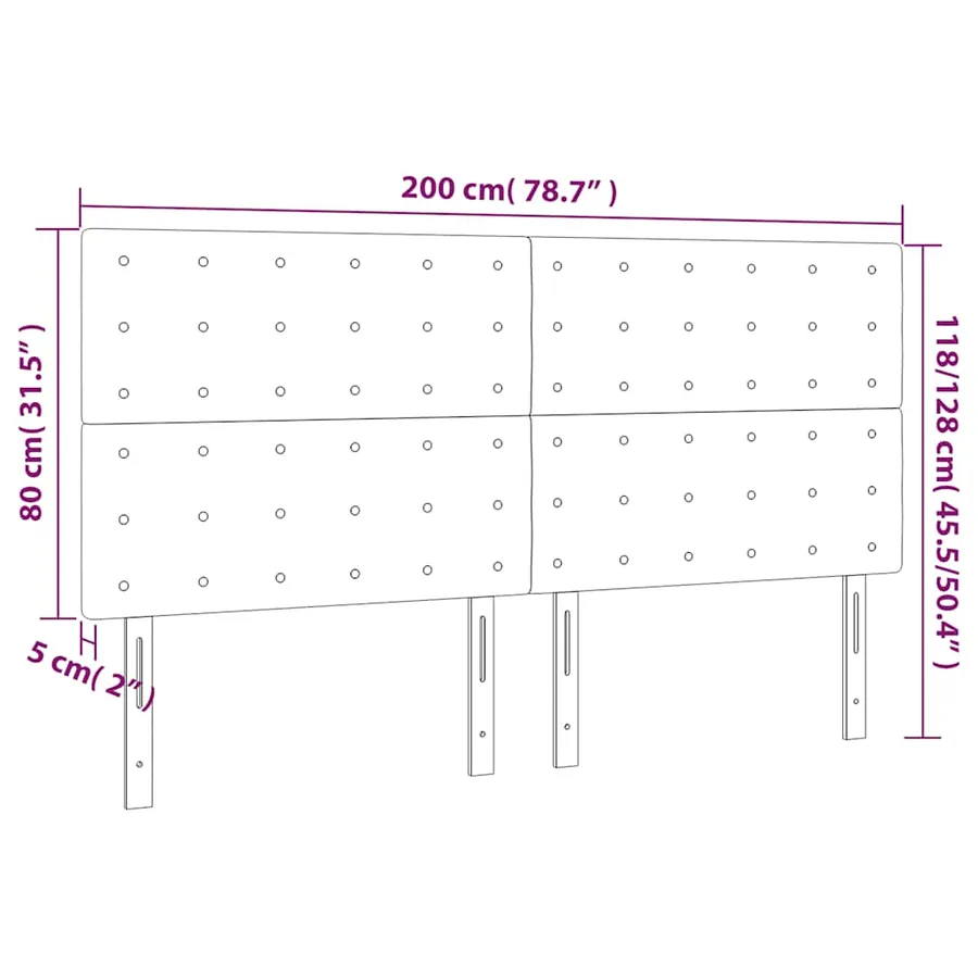 Tête de lit à LED Bleu foncé 200x5x118/128 cm Velours - 7