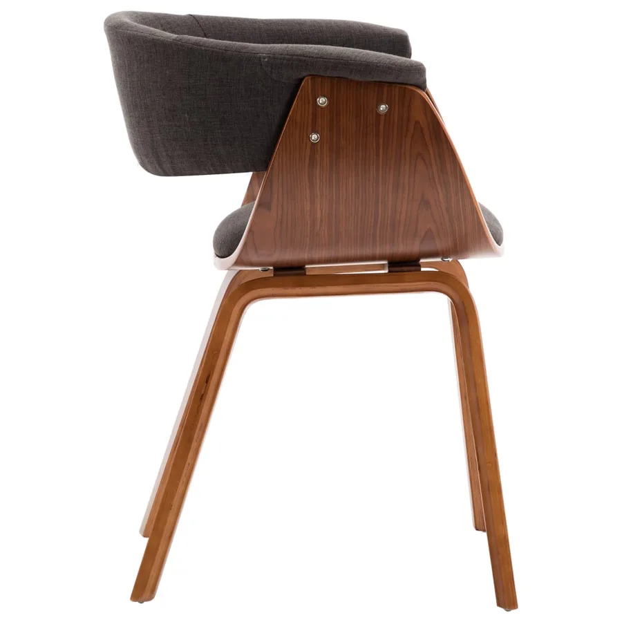 Chaise à manger Gris Bois courbé et tissu - 4