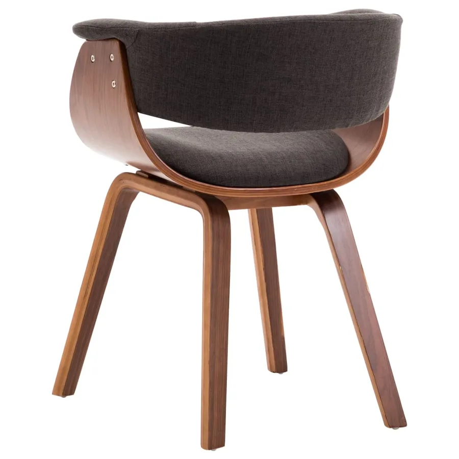 Chaise à manger Gris Bois courbé et tissu - 5