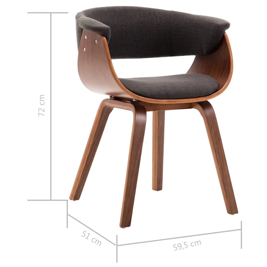 Chaise à manger Gris Bois courbé et tissu - 6