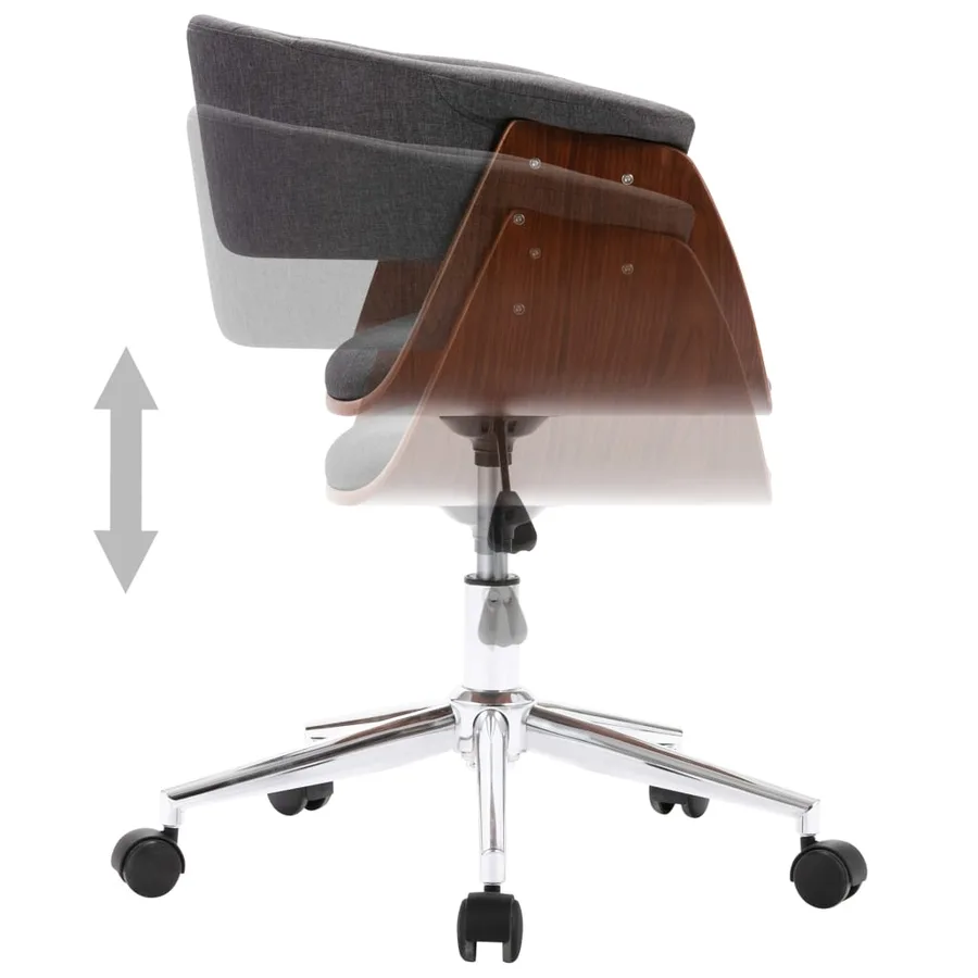 Chaise pivotante à manger Gris Bois courbé et tissu - 5