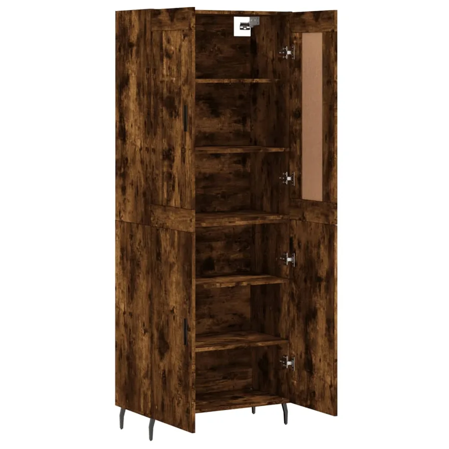 Buffet haut Chêne fumé 69,5x34x180 cm Bois d'ingénierie - 4