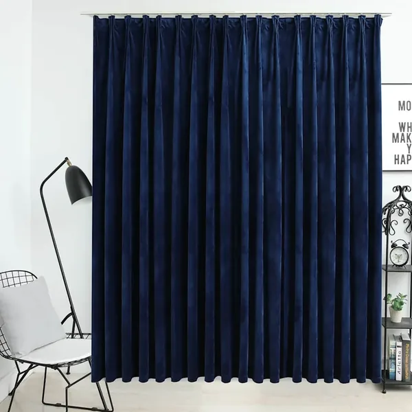 Rideau occultant avec crochets Velours Bleu foncé 290x245 cm