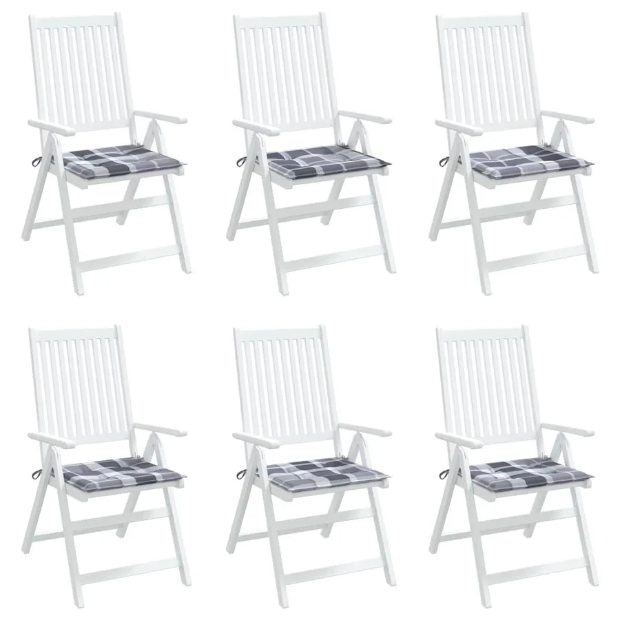 Coussins de chaise de jardin lot de 6 carreaux gris 40x40x4 cm - 7