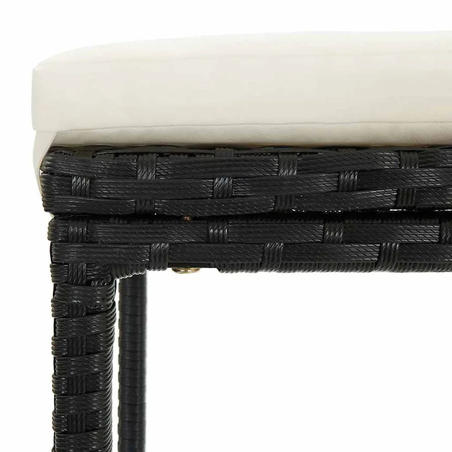 Ensemble de bar de jardin 7 pcs et coussins Résine tressée Noir - 7