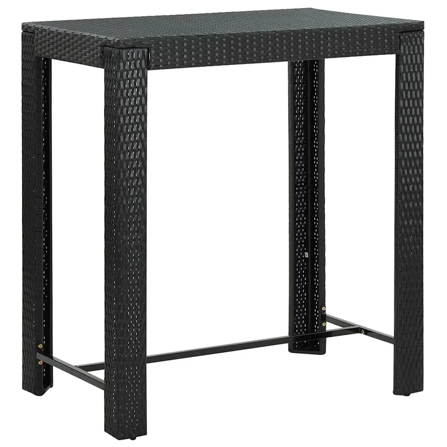 Ensemble de bar de jardin 7 pcs et coussins Résine tressée Noir - 8