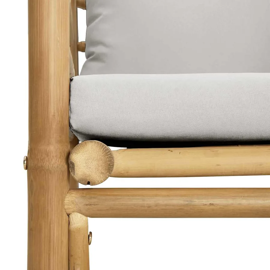 Canapé de jardin avec coussins gris clair bambou - 6