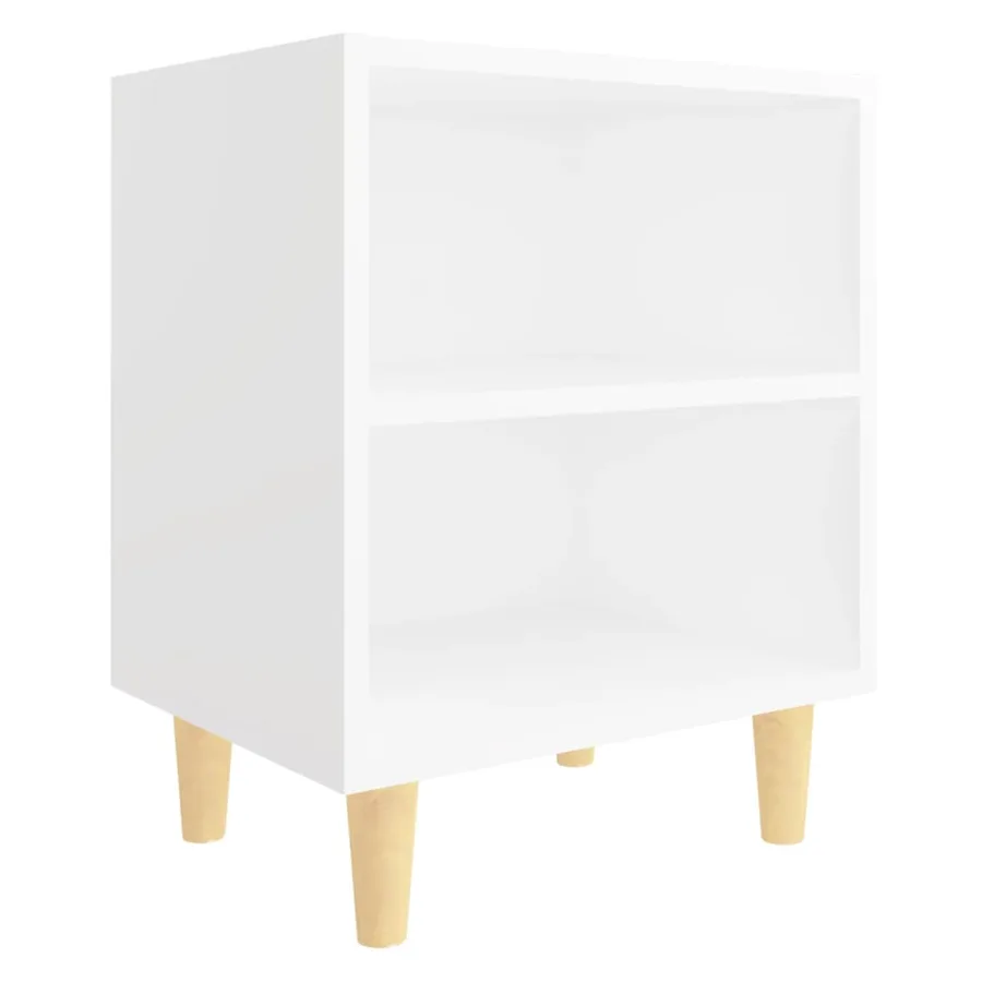 Table de chevet avec pieds en bois massif Blanc 40x30x50 cm - 2