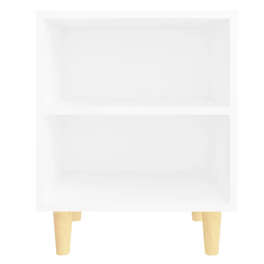 Table de chevet avec pieds en bois massif Blanc 40x30x50 cm - 3