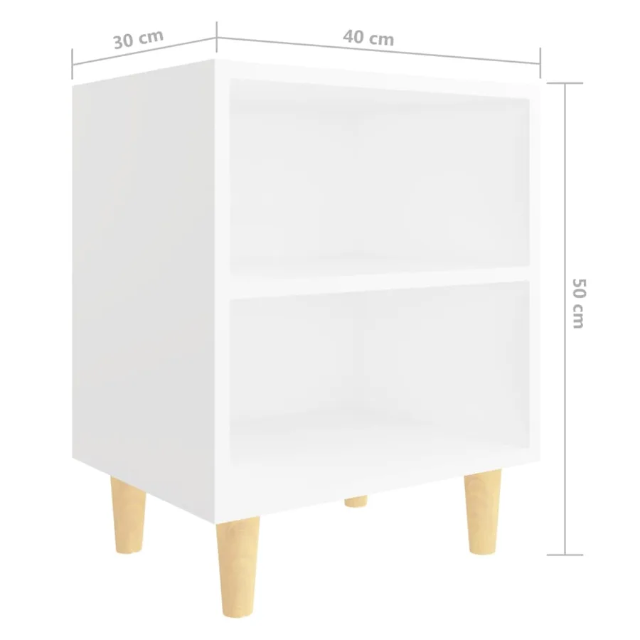 Table de chevet avec pieds en bois massif Blanc 40x30x50 cm - 7