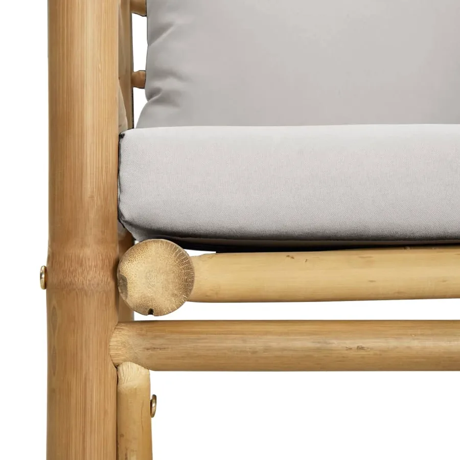 Salon de jardin 8 pcs avec coussins gris clair bambou - 9