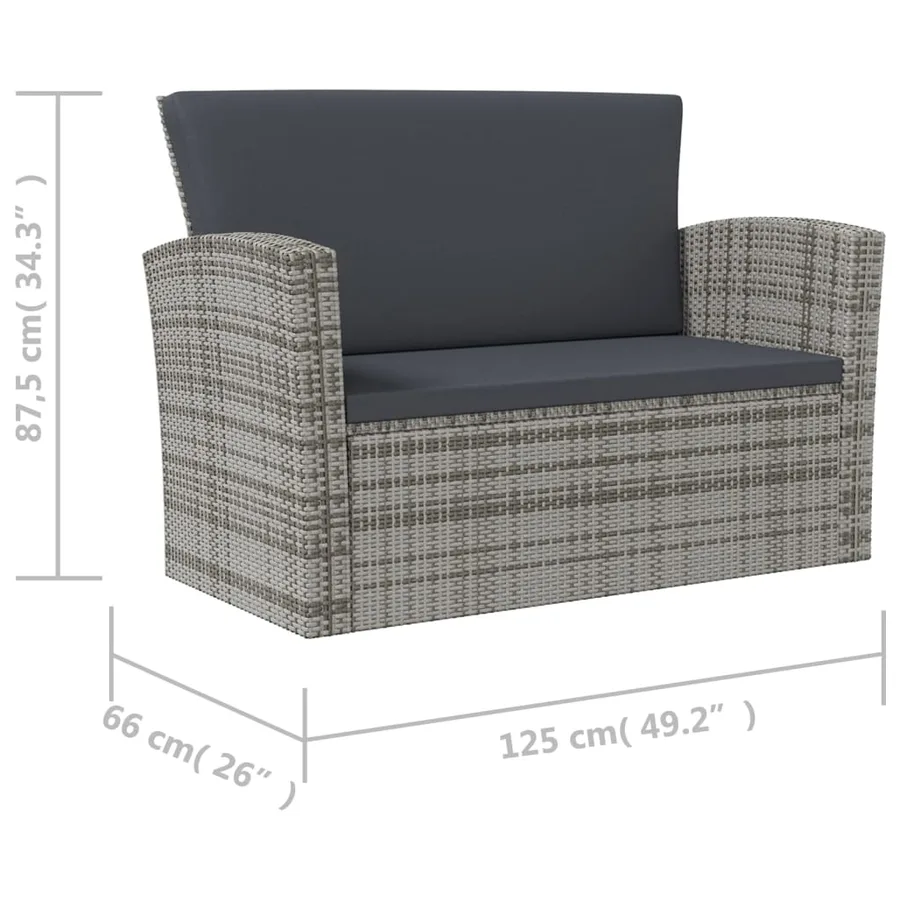 Salon de jardin 8 pcs avec coussins résine tressée gris - 10
