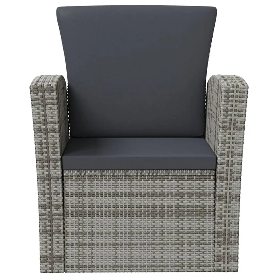 Salon de jardin 8 pcs avec coussins résine tressée gris - 4