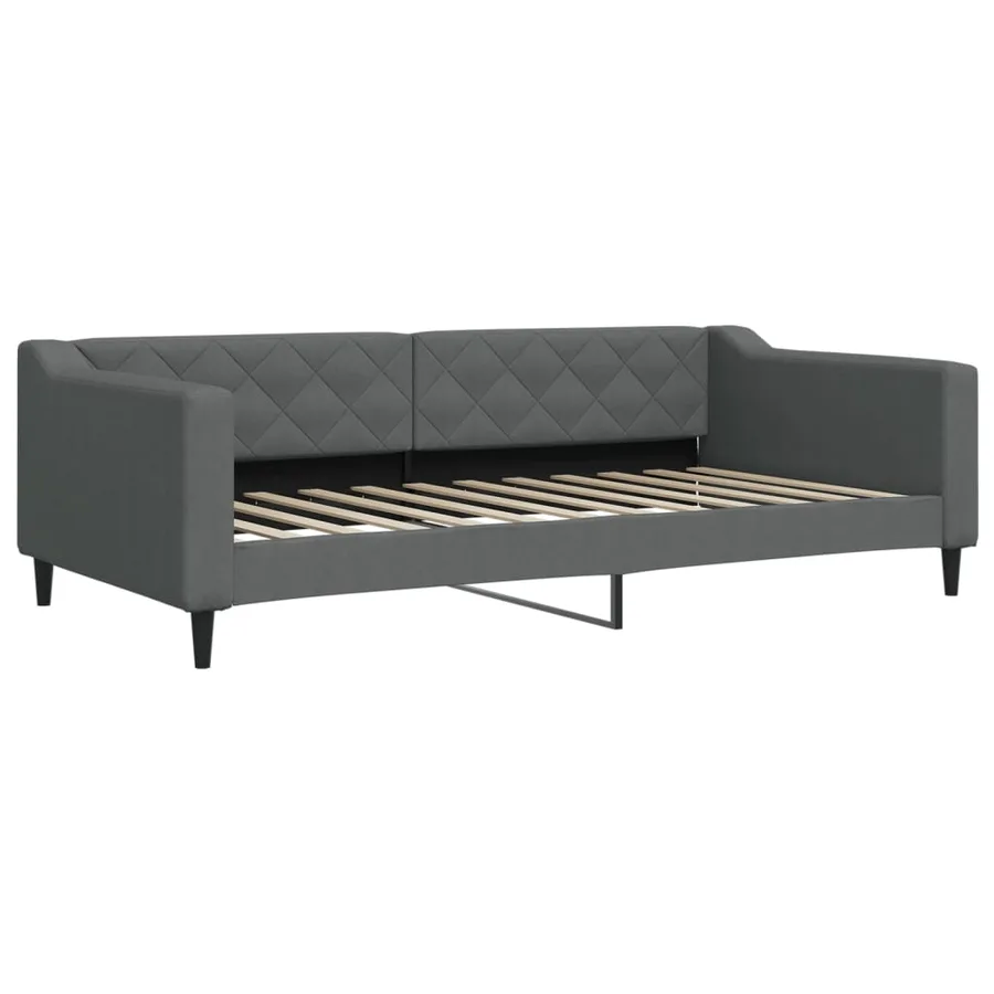 Lit de jour avec matelas gris foncé 100x200 cm tissu - 3