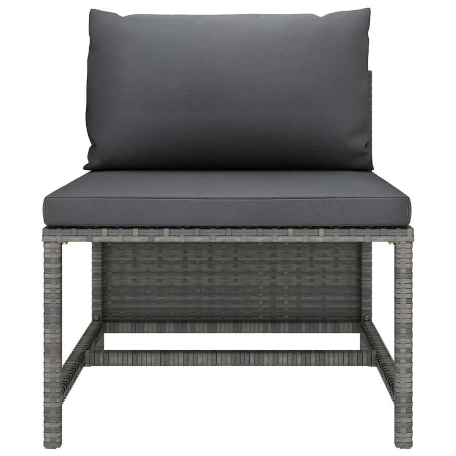 Salon de jardin 7 pcs avec coussins Résine tressée Gris - 15
