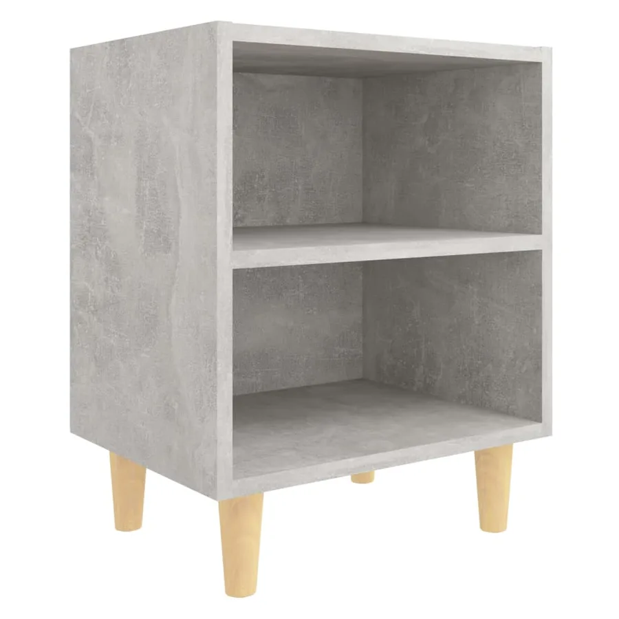 Table de chevet avec pieds en bois Gris béton 40x30x50 cm - 2
