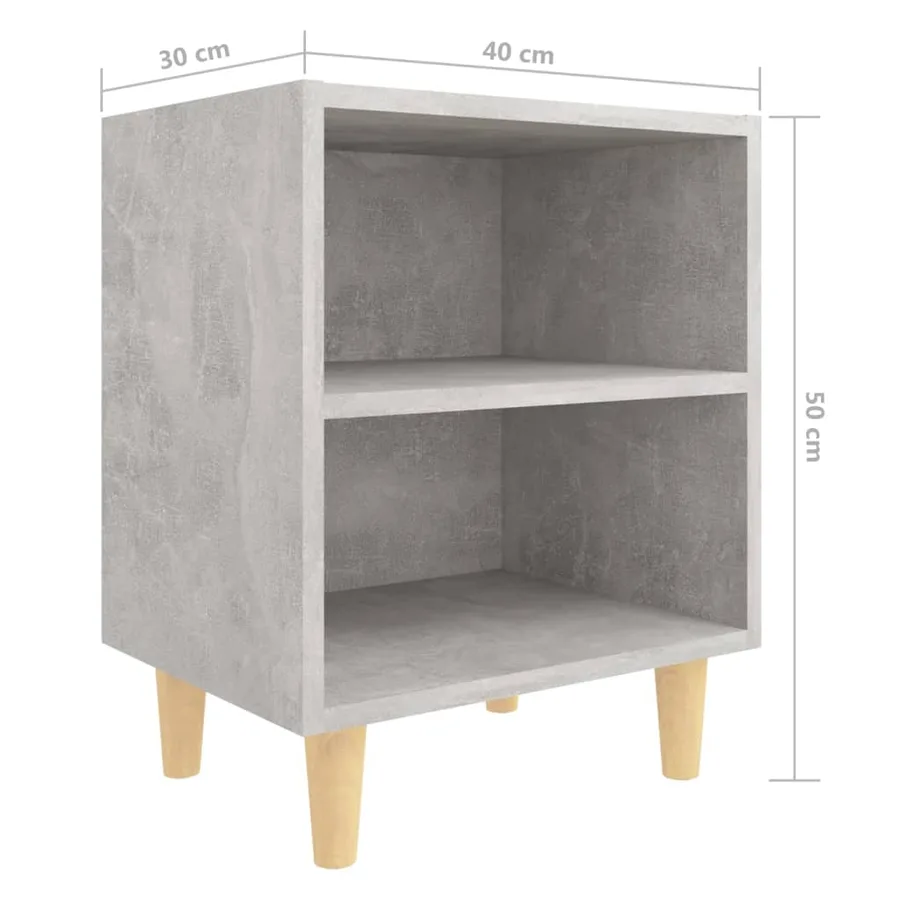 Table de chevet avec pieds en bois Gris béton 40x30x50 cm - 6