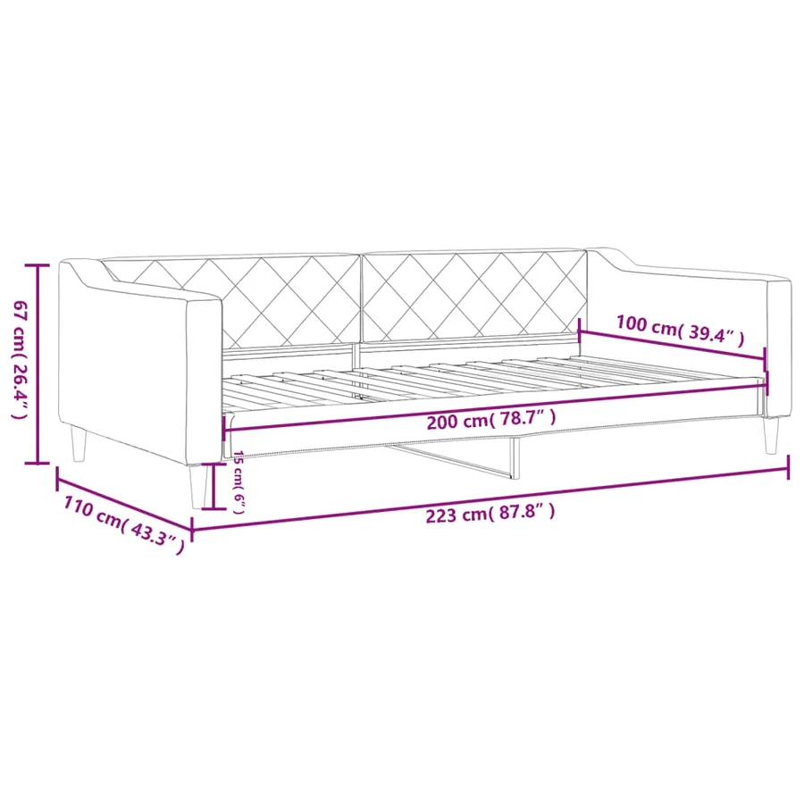 Lit de repos gris foncé 100x200 cm tissu - 8