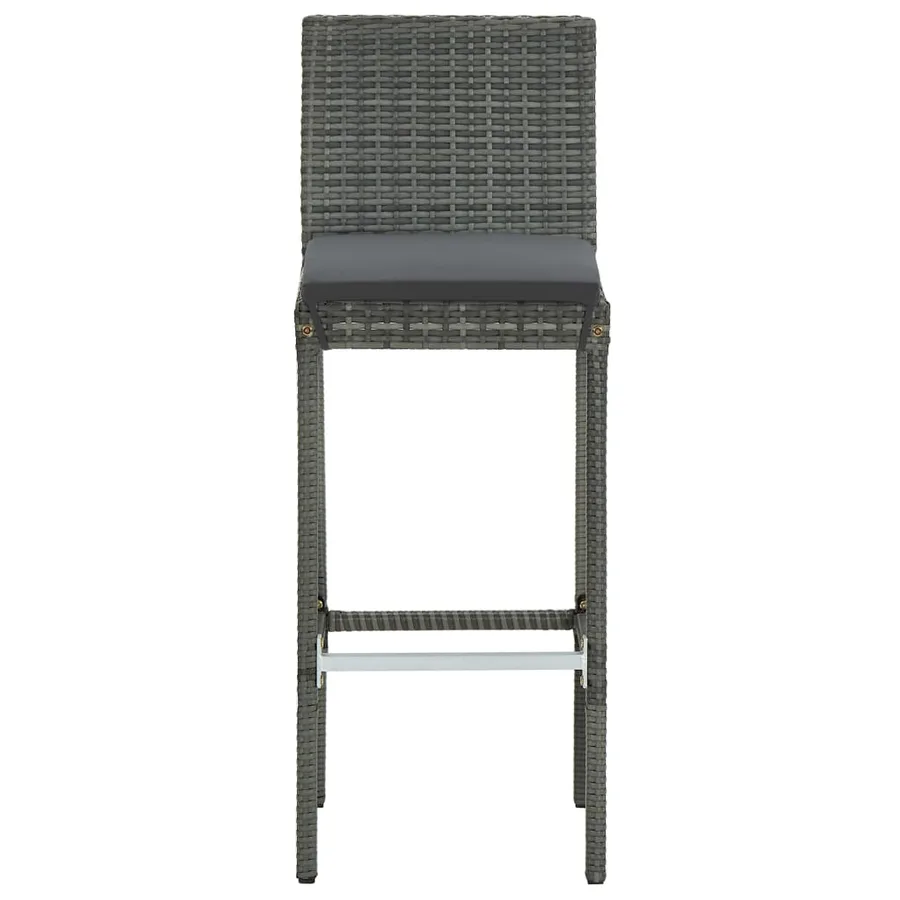 Tabourets de bar avec coussins lot de 6 gris résine tressée - 3