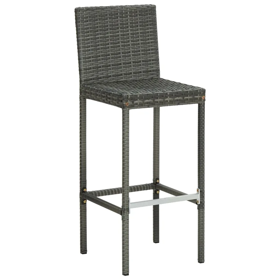 Tabourets de bar avec coussins lot de 6 gris résine tressée - 4