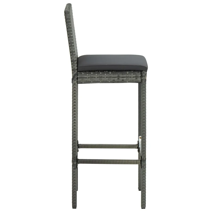 Tabourets de bar avec coussins lot de 6 gris résine tressée - 5