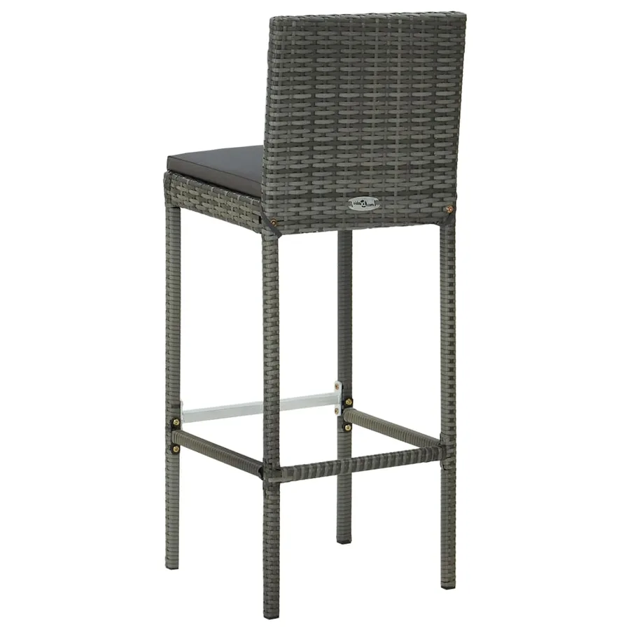 Tabourets de bar avec coussins lot de 6 gris résine tressée - 6