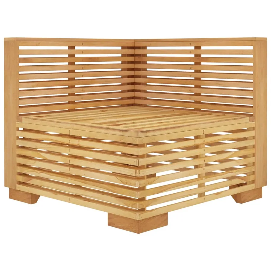 Canapé d'angle de jardin et coussins crème Bois de teck massif - 6