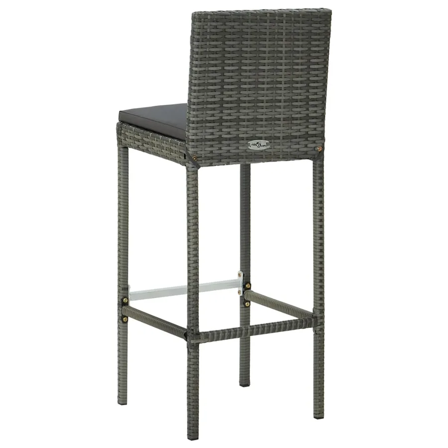 Ensemble de bar de jardin 5 pcs et coussins Résine tressée Gris - 12