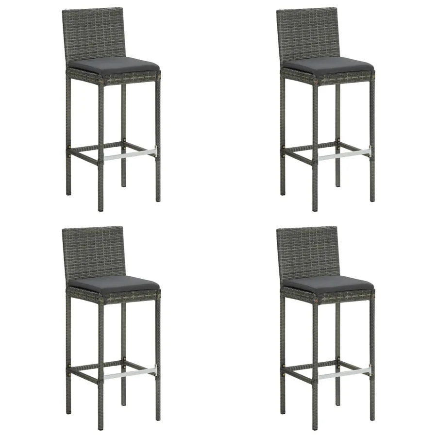 Ensemble de bar de jardin 5 pcs et coussins Résine tressée Gris - 8