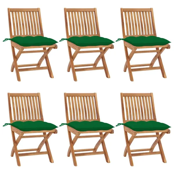 Chaises pliables de jardin avec coussins lot de 6 Bois de teck