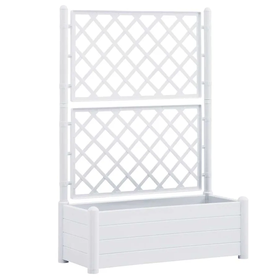 Jardinière avec treillis 100x43x142 cm PP Blanc - 2