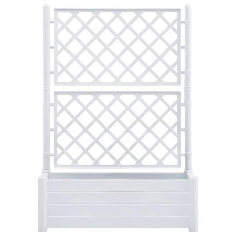 Jardinière avec treillis 100x43x142 cm PP Blanc - 4