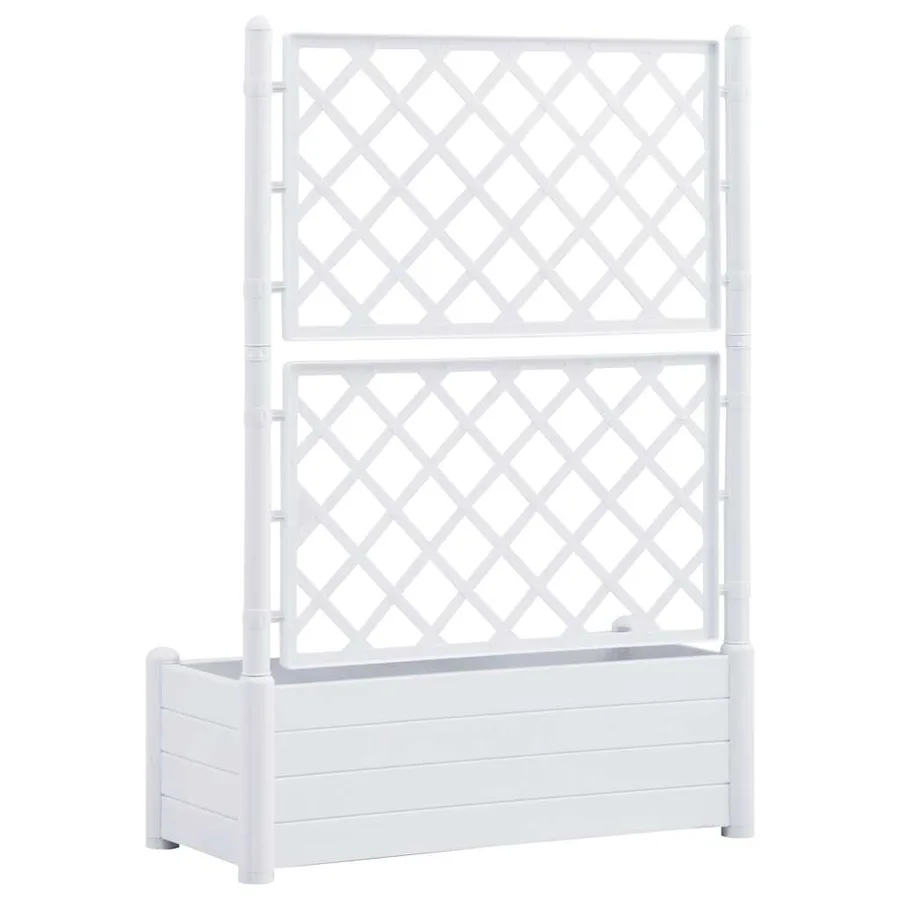 Jardinière avec treillis 100x43x142 cm PP Blanc - 6
