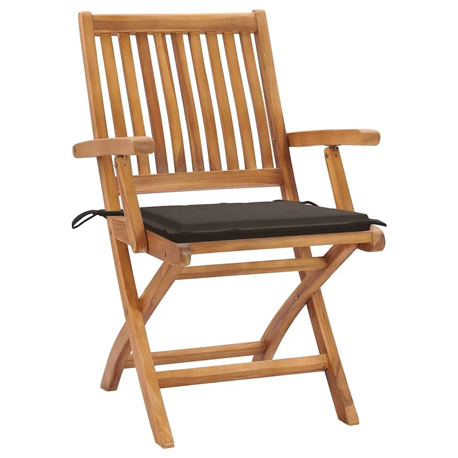 Chaises pliables de jardin avec coussins lot de 4 Teck solide - 2