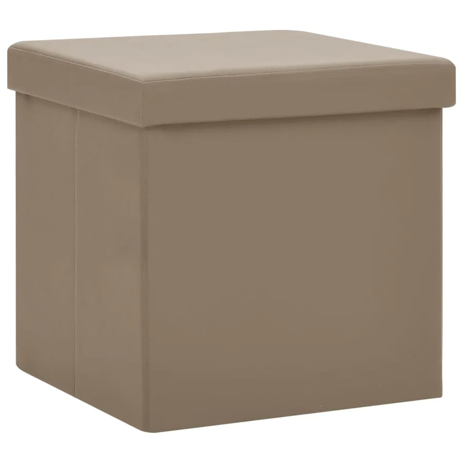 Tabourets de rangement pliables lot de 2 cappuccino PVC - 3