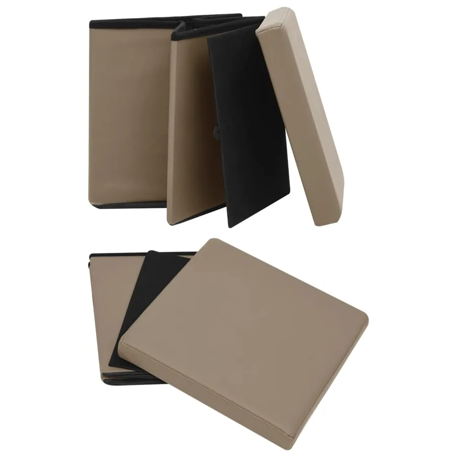 Tabourets de rangement pliables lot de 2 cappuccino PVC - 6