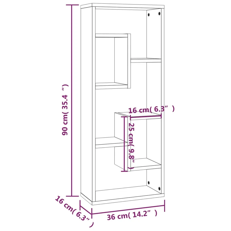 Étagère murale Chêne marron 36x16x90 cm Bois d'ingénierie - 9